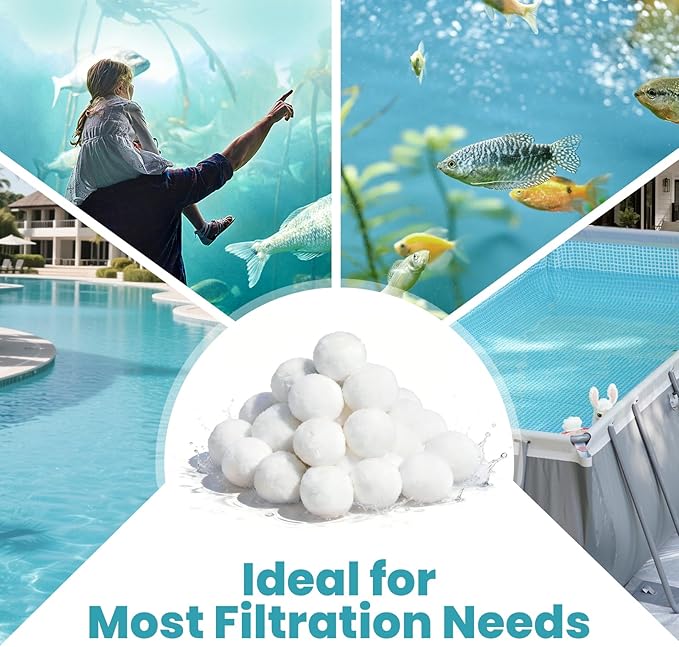 3.1 lbs Pool Filter Balls for Sand Filters, Reusable White Filter Media Balls for All Sand Filter Systems, Efficient & Lightweight Pool Sand Filter Balls, Replaces 100 lbs Pool Filter Sand