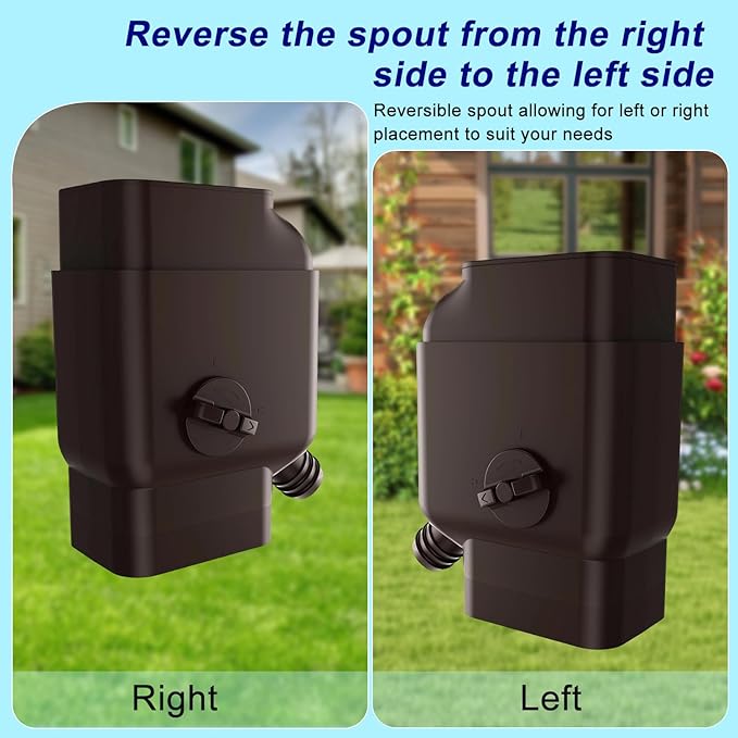Prestantious Downspout Diverter with Built-in Filter Screen Fits for 2"x3" and 3"x4" Downspout, Rainwater Collection System with Adjustable Valve and 4ft. Hose, Diverts Large Water Flow, Brown