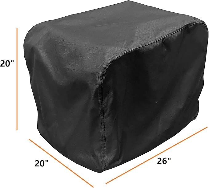 Generator Cover Waterproof, Heavy Duty Thicken 600D Polyester with Elastic Drawstring, Weather/UV Resistant Generator Cover for Universal Portable Generators 3800-6500 Watt (26''L x 20''W x20''H)