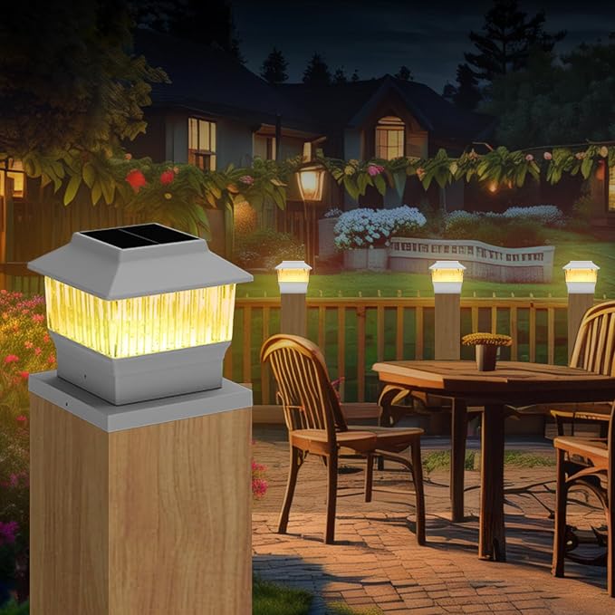 Single Solar Post Cap Light - Modern #1: Fits True 4x4 Vinyl, 4x4 & 6x6 Wood Posts, 3 Color Temp, 50 Lumen, Waterproof Outdoor Lights for Deck Fence, Elegant White