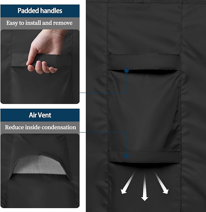 Easy-Going Rectangle Patio Furniture Cover Waterproof Outdoor Dining Table and Chair Cover Anti-UV Outside Sectional Sofa Set Covers (124"L x 71"W x 28"H, Black)