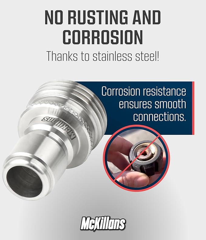 McKillans® Water Hose Quick Connect [UNIVERSAL FIT] 3 Pack - Stainless Steel Garden Hose Quick Connector - Durable Garden Hose Fittings - EASY INSTANT CONNECTION