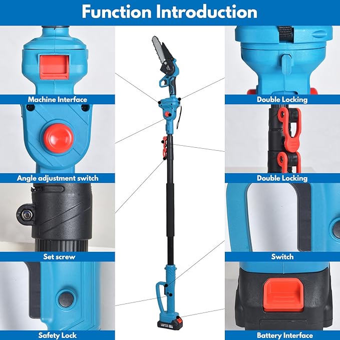4-in-1 Cordless Pole Saw Pruning Set, For Tree Trimming and Garden Pruning, Chainsaw Gifts: Perfect for Men, Dads, Husbands, Fathers, and Gardeners