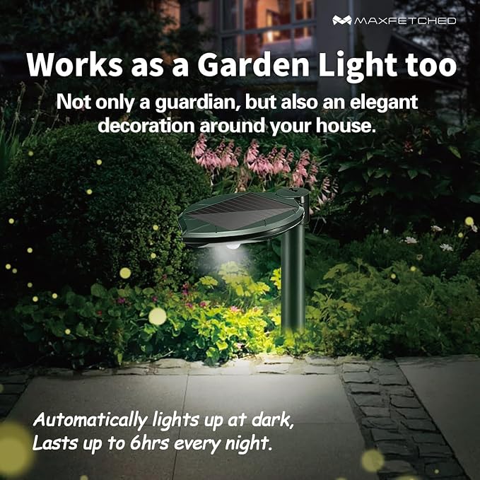 Ultrasonic Snake Repellent for Yard Solar-Powered, 2 Pack | Also Repels Moles, Voles, Gophers. 14.5" Deep-Stakes Drive, Oversized Solar Panel, LED light, Waterproof, Pet Safe