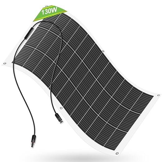 ECO-WORTHY 130 Watt 12BB Flexible Solar Panels,23.5% High-Efficiency Waterproof Monocrystalline Lightweight Solar Panel for RV,Boats,Curved Surfaces,Roofs,Cabin