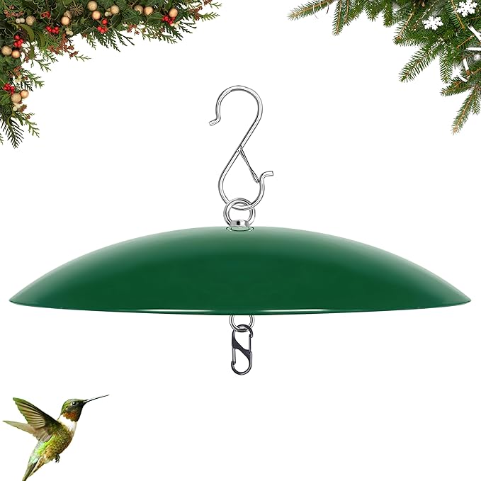 13" Bird Feeder Rain Cover,Bird Feeder Dome,Hummingbird Feeder Squirrel Guard, Proof Bird Feeders Baffle,Smart Birds Feeder's Umbrella(Green), 1 Pack