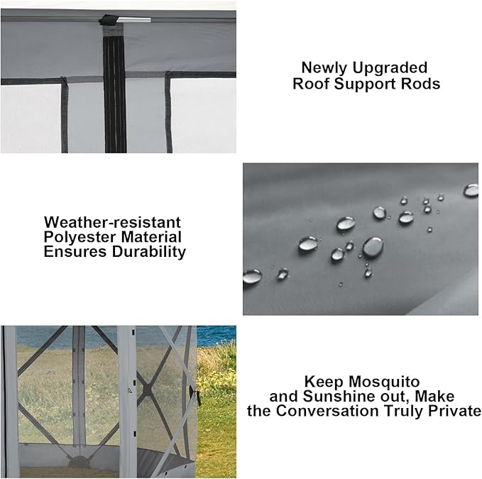COBIZI 12x12 FT Pop Up Canopy Stargazing Tent, Gazebos On Clearance with Removable Roof, Screened in Gazebo, Screen Tents Portable carpas para Patio for Outdoor Camping,Backyard, Garden,Grey(Pro)