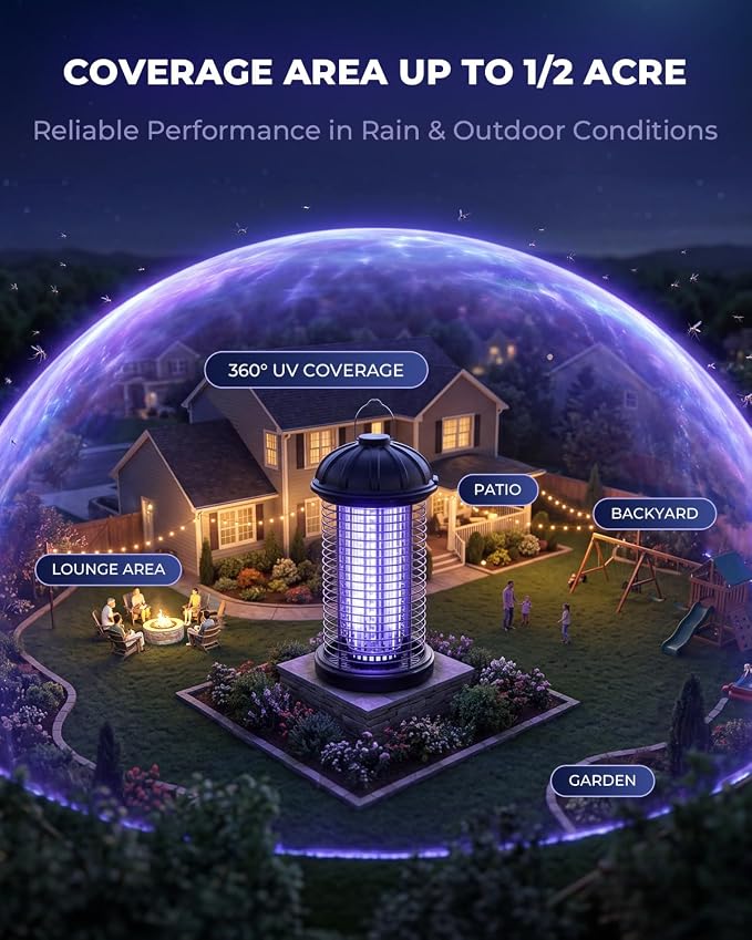 CXRUY Electric Bug Zapper Outdoor, Mosquito Killer Lamp, Hanging Waterproof Insect Zapper Fly Trap for Indoor Outdoor Patio Garage