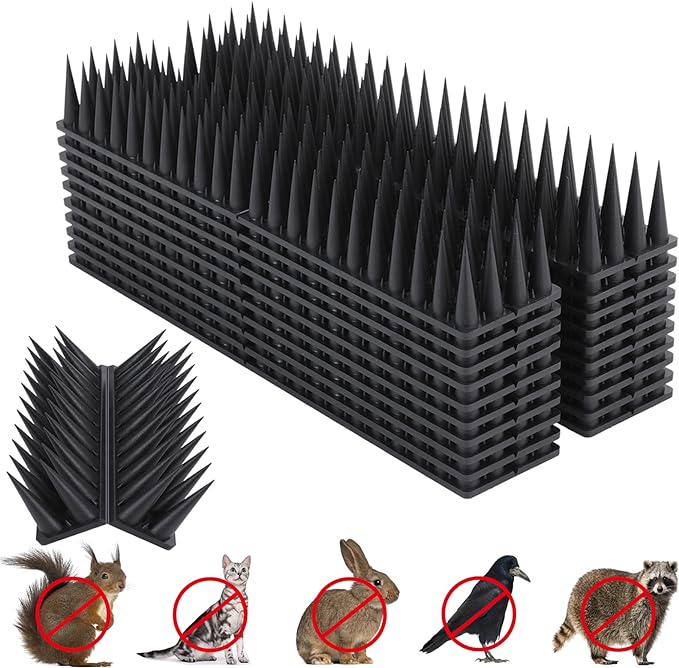 Bird Spikes, 40 Pack Bird Deterrent for Outside, Pigeon Spikes to Keep Raccoon Squirrel Cats Woodpeckers Away, for Fence Garden Roof Yard(37.3Feet)