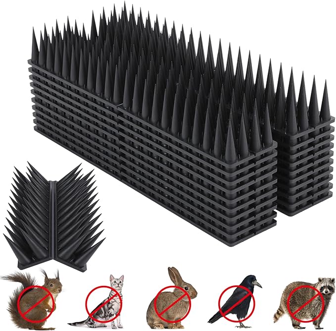 Bird Spikes, 30 Pack Bird Deterrent for Outside, Pigeon Spikes to Keep Raccoon Squirrel Cats Woodpeckers Away, for Fence Garden Roof Yard(28Feet)