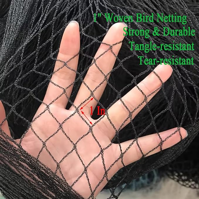 Bird Netting 25X50 FT, 1" Mesh, Strong Woven Garden Netting for Plants, Fruit Trees, Blueberry Bushes, Vegetables, Strawberry Protection, Against Bird, Deer, Squirres, Chicken, Small Animals
