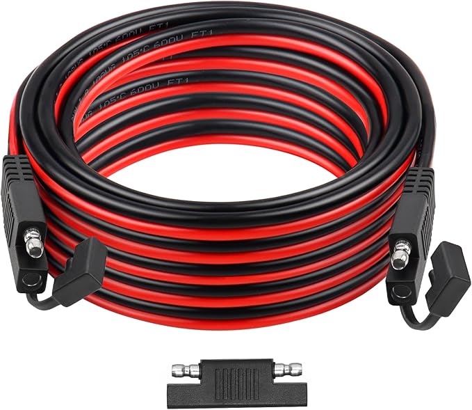 SAE Extension Cable 35FT–SAE to SAE Heavy Duty 10AWG Tinned Copper Wire with SAE Battery Cable Terminal Connectors for Automotive, RV, Marine, and Solar Applications.