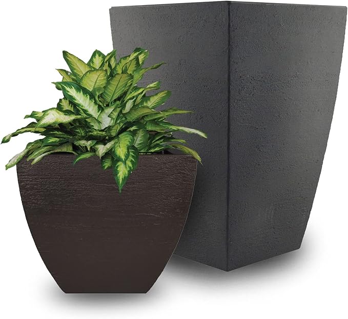 Tusco Products MSQ16ES Modern Square Garden Planter, 16-Inch, Espresso
