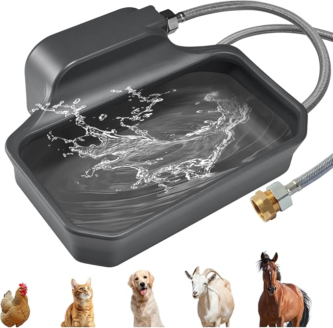 PETTEN Auto Fill Dog Water Bowl Dispenser Outdoor,Large Capacity(118oz/1Gal) Auto Dog Water Dispenser with 3/4" GHT Male Faucet Connector, Water Bowl Dispenser for Dog, Cat, Livestock(Gray)