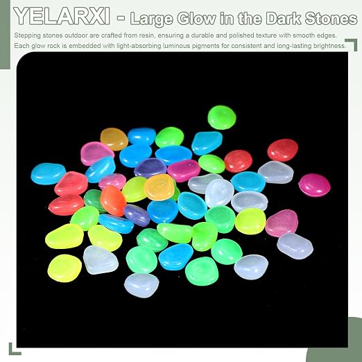 Glow in the Dark Stones, Luminous Pebbles Stones Glowing Rocks Decorative Light Up Pebbles 3000 Pcs & Bright Green -Fitting for (Fish Tank/Outdoor Garden Decor/Yard/Walkway)