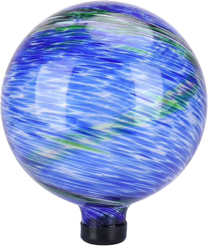 10 Inch Gazing Ball Glass Reflective Garden Globe Outdoor Gazing Globe Yard Ornament for Garden Yard Home Outdoor Decoration Blue(NOT Solar)
