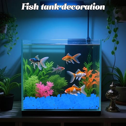 200PCS 1-1.2" Blue Glow in The Dark Pebbles Fish Tank Rocks Outdoor Glowing Rocks Luminous Stones for Walkway Pathway Backyard Glow in The Dark Rocks for Garden