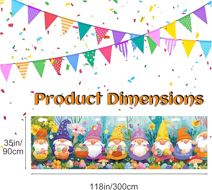 10x3 ft Extra Large Happy Easter Banner Outdoor 115''x35'' Cut Rabbit Banner for Fence Outside Garden Large Bunny Banners Yard