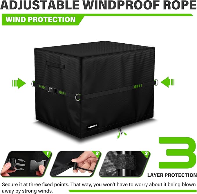 Outdoor Generator Cover. 28L×28W×26H Inches, Equipped with A Wind-resistant Securing Rope. Suitable for Most Generators 5000-12000 Watts. Black.