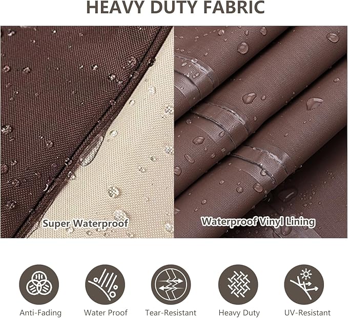 Rileytee Patio Chair Covers Waterproof,Heavy Duty Outdoor Furniture Covers 4 Pack,Lounge Deep Seat Cover,(Beige & Brown)