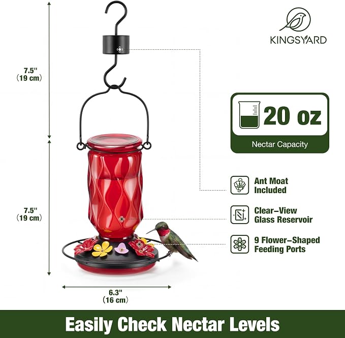 Kingsyard Hummingbird Feeders for Outdoors Hanging + Kingsyard Hummingbird Feeders for Outdoors Hanging