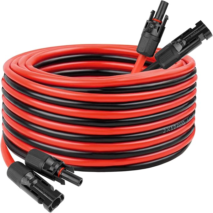 10 AWG Solar Extension Cable 20FT, Flexible Solar Panel Wire with Male to Female Connector Parallel Tinned Copper Wire for Solar Panel, Automotive, RV, Boat, Outdoors