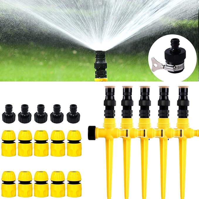 360° Rotation Auto Irrigation System Garden Lawn Sprinkler Patio, 90°/180°/360°, Adjustable at Will for Outdoor Grass Garden Yard Lawns (5 PCS)