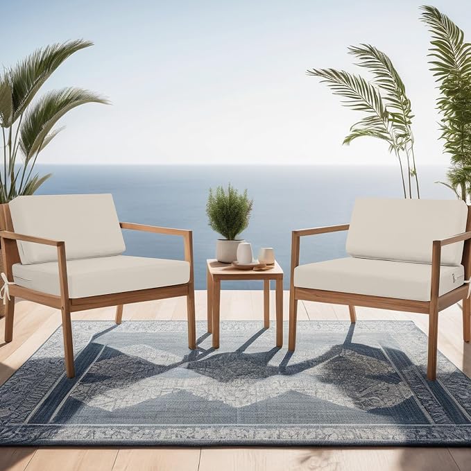 idee-home Outdoor Chair Cushions for Patio Furniture, Outdoor Seat Cushion | Waterproof Hampton Bay Deep Seat Replacement Couch Cushions for Garden Backyard Deck 28.5 x 28.5 Beige