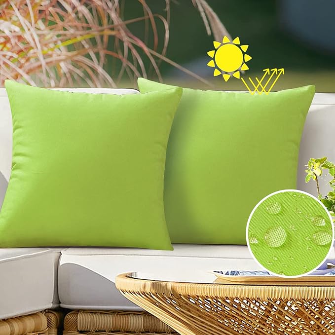 VAKADO Outdoor Waterproof Throw Pillow Covers 26X26 Set of 2 Decorative Green Patio Furniture Summer Cushion Cases Outside Decor for Couch Garden Bench Porch