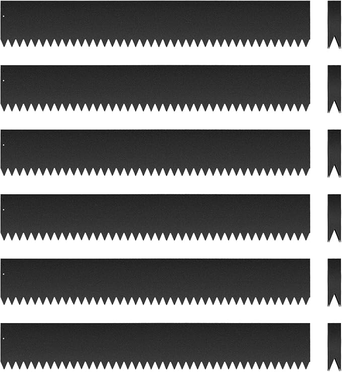 6 PCS 6 Inch Steel Landscape Edging Kit, 40" L x 6" H Galvanized Steel Landscape Lawn Edging Powder for Lawn Yard, Coated Bendable Metal Strips, No-Dig Hammer-in Edging Border w/7Clips