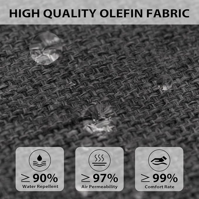 Sundale Outdoor Olefin Chaise Lounge Cushion, Water-Resistant Patio Lounge Chair Cushion, Thick Lounger Pad with 4 Straps Dark Gray, 80 x 26 x 4 Inches