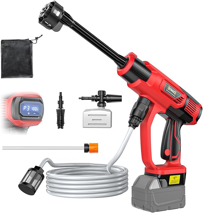 Cleaning Tool Compatible with Milwaukee 18V Battery, 2.2LBS, with 16.4ft Hose & 6-in-1 Nozzle + Attachment for Car, Patio, Fence (Battery not Included, Tool Only)