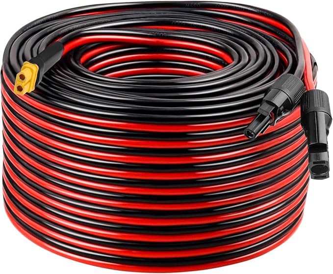MOOKEERF Solar to XT60 Extension Cable 10AWG 150FT Solar Connector to XT60 Adapter Cable for Solar Panel to Portable Power Station Solar Generator Battery Pack