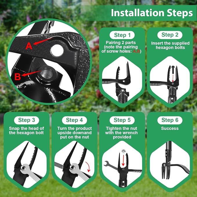 Stand Up Weed Puller Tool with Steel Long Handle - Made with All Steel Handle & 4-Claw Steel Head - Easily Remove Weeds Without Bending, Pulling, or Kneeling (46.6inch)