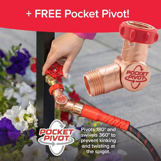 Pocket Hose Ballistic 100 FT Expandable Garden Hose w/Pocket Pivot Swivel Connector, Anti-Burst Sleeve Reinforced with Bulletproof Fiber, Lightweight, No-Kink, Compact, UV-Protected, AS SEEN ON TV