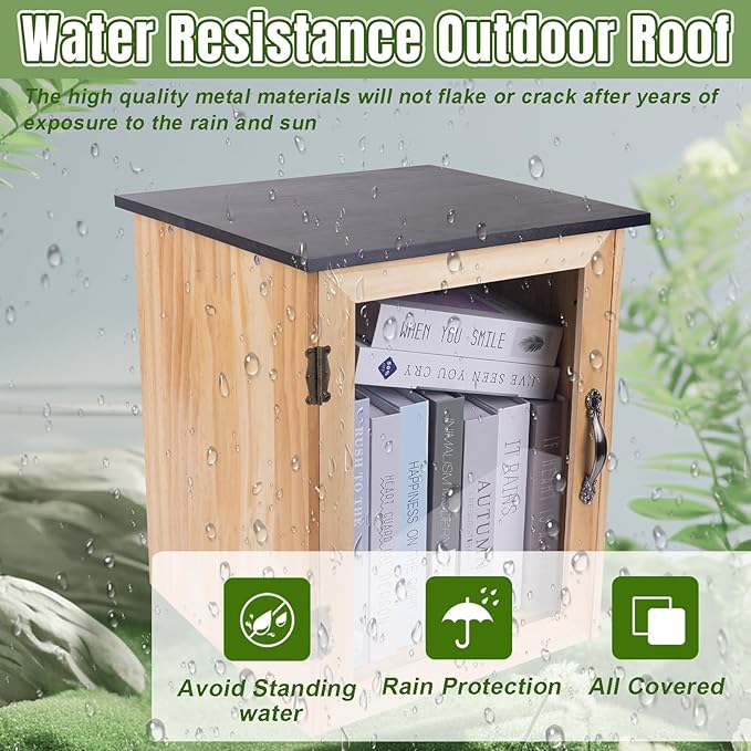 Little Library Box Outdoor, Free Outdoor Litte Library Box Storage, Free for Neighborhoods, Community, Sharing Books, Literature, Newspaper etc.(1 Pcs Sticker)
