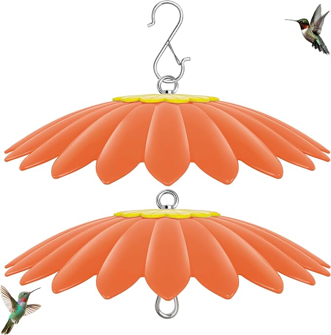 13.5 inch Bird Feeder Rain Guard,Hummingbird Feeder Shade Dome Cover,Umbrella Cover for Bird House for Outdoor,Squirrel Guard(Orange) 2 Pack