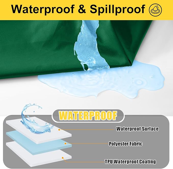 Smiry Picnic Table Cover with Bench Covers, Waterproof Elastic Fitted Polyester Tablecloths for 6 Ft Rectangle Tables, Washable Windproof Tablecloth for Camping, Outdoor (Emerald Green, 30x72 Inches)