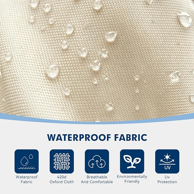 Non-Slip Outdoor Chaise Lounge Chair Cushion, Waterproof 74.4 x 22 x 4.7 Inches Lounge Chair Cushions for Outdoor Patio Furniture with Ties, Pool Chaise Lounge Cushions Replacement, Cream