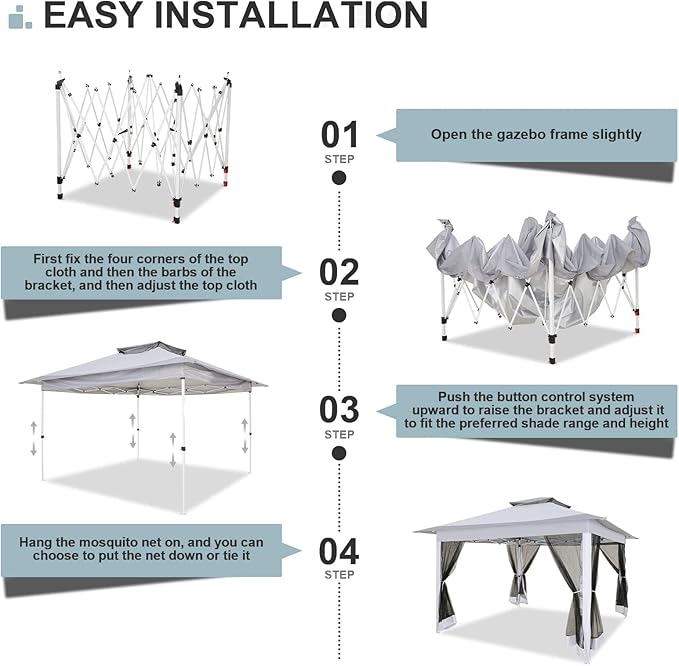 COBIZI 12x12 Pop up Gazebo on Clearance with Mosquito Netting, carpas para Patio Deals, Outdoor Canopy Tent with Portable Carrying Bag, Patio Gazebo for Garden Backyard & Lawn & Beach, Grey
