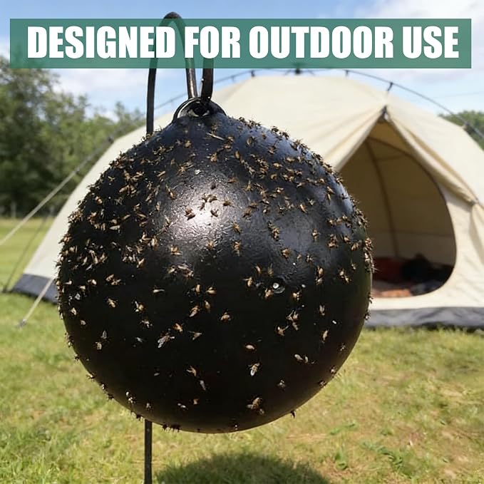 3 Pack Inflatable Fly Trap Balls 18inch Sticky Catcher for Black Yellow Greenhead Flies Outdoor Insect Control for Barn Stable Garden Greenhouse (Glue Not Included) (Fly Ball Trap)