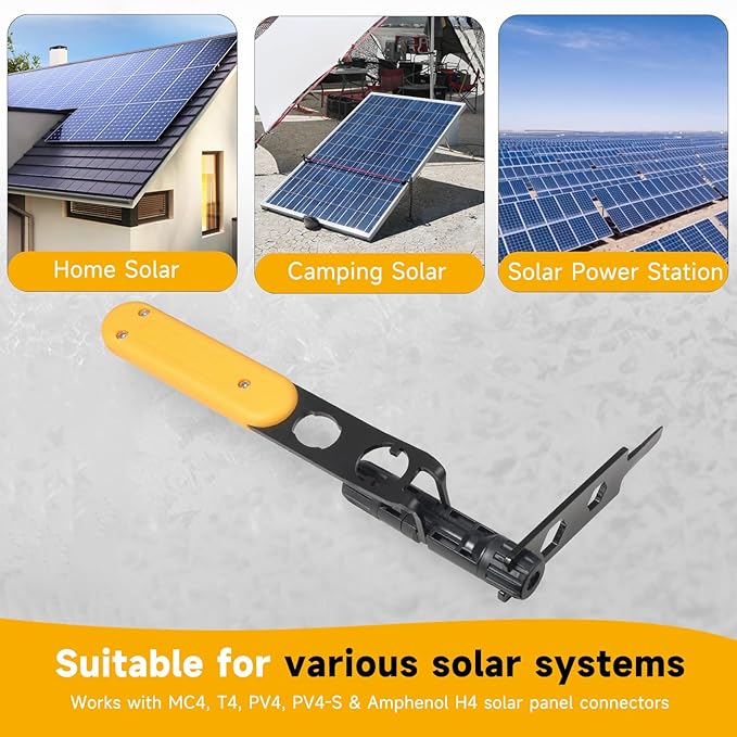 Universal MC4 Disconnect Tool, Metal MC4 Tool with 6-in-1 Wrench, Efficient Solar Connector Tool for Assembly and Disassembly PV Connectors