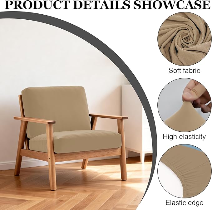 BIETYONE 4Pcs Patio Stretch Cushion Covers,Outdoor Sofa Replacement Cover Slipcovers for Patio Furniture Cushion Covers, Washable Reusable Furniture Protector