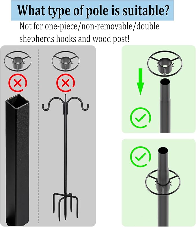 Squirrel Baffle for Bird Feeder Pole-Dynamic Steel Spring-Loaded Wobble Defense,Outside Pole Mount Bird House Guard for Outdoor Shepherd’s Hook, 19 Inch Diameter,Metal Buckle(1pcs)