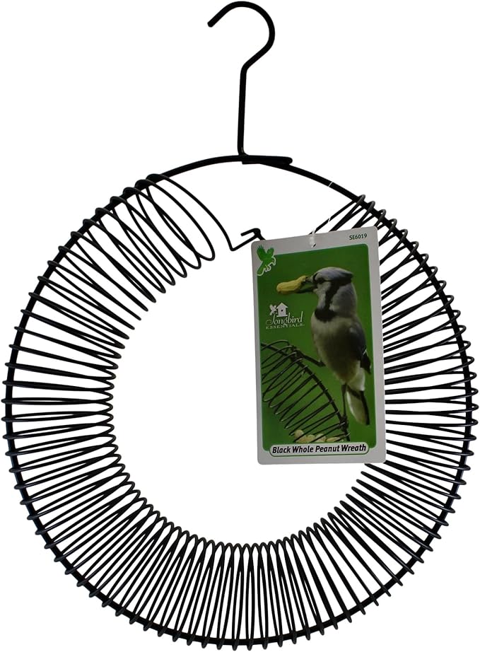 Songbird Essentials Whole Peanut Black Wreath Feeder for Squirrels and Blue Jays