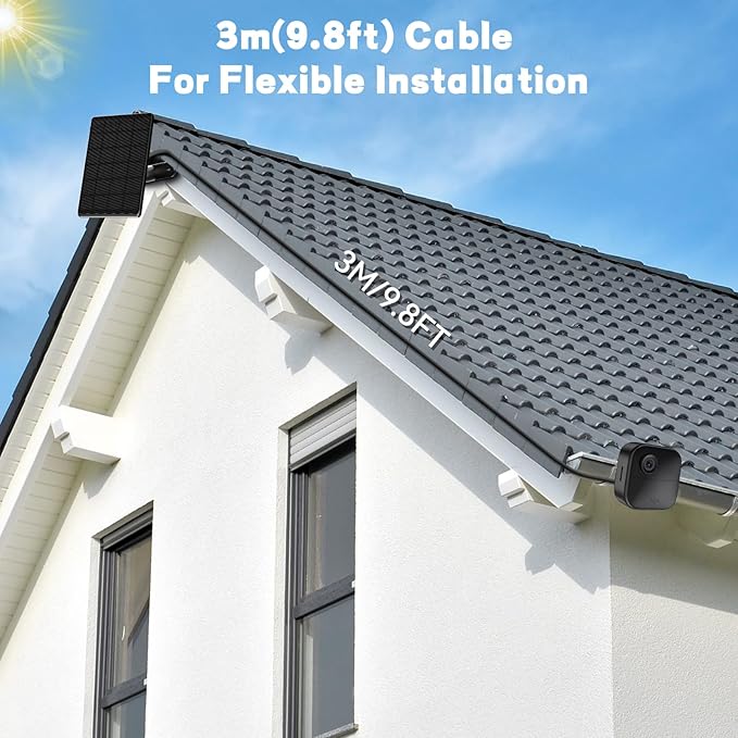 6W Solar Panel for Blink Camera,Security Camera Solar Panel Compatible with Blink Outdoor 2K+,4th/3rd/XT3,XT2/XT, Waterproof Rubber Plug, 360° Adjustable Mount,10Ft Outdoor Power Cable(2 Pack)