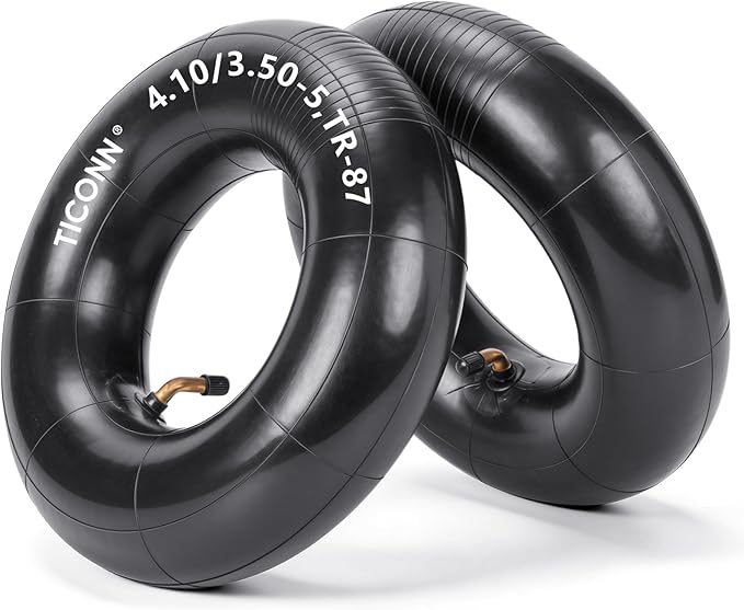 TICONN 4.10/3.50-5 Tire Inner Tube, 2 Pack Inner Tire Tube for Wheelbarrow Tires, Replacement Tube with TR-87 Bent Valve Stem for Wheelbarrows, Mowers, Hand Trucks