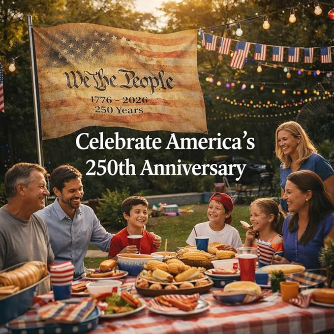 US 250 Flag – 250th Anniversary USA Double Sided 3-Ply Outdoor Flag, We The People 1776-2026 Patriotic Yard & House Banner for 4th of July (6, 2X3)