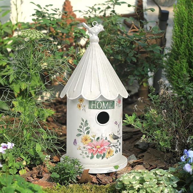 Metal Hanging Birdhouses for Outdoors Bird Houses for Outside Unique Bird Nest for Bluebird Wren Chickadee Sparrow Bird Nest Box for Garden Patio