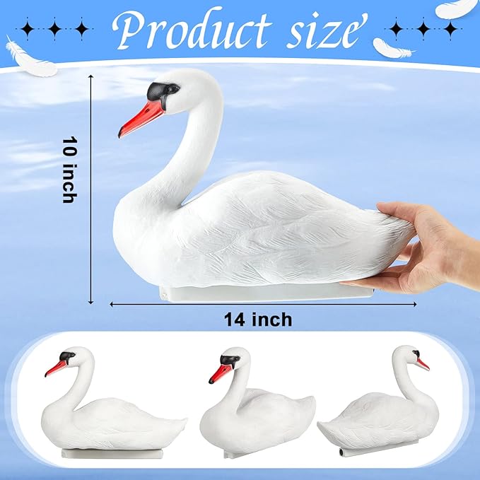 Deekin 2 Pieces Swan Decoy Pond Decoration Goose Decoys Hunting Floating Deterrent Garden Pond Decoration for Fields or Float on The Water Pool, Garden and Patio Accessories